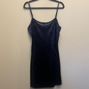 T Tahari Midnight Blue‎ Velvet Mini Slip Dress US 10 Spaghetti Straps Elegant